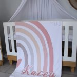 Fleece Blanket Macrame Pink Boho Rainbow Set