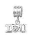 C213-C29540 - 925 Sterling Silver I Love You European Dangle Bead Charm - Pink Stone