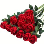 6 12 100PCS Artificial Silk Flowers Realistic Roses Bouquet Long Stem For Home Wedding Decoration Party Home Decor