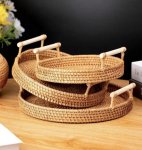 RATTAN-TRAY-SET3 Tray Serving Set