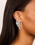 Silver Plated Thick Hoop Earrings 3-PACK