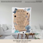 Fleece Blanket Blue Dino Bible Verse