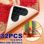 4 8 16 32PCS Reusable Carpet Stickers Non-slip Washable Rug Stickers Hardwood Corner Carpet Prevent Rugs From Moving And Rolling