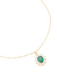 Goldair Gold Oval Green Diamante Pendant & Twisted Chain Necklace