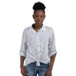 Flower Print Stripe Shirt - White Free