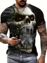 Men's Y2k Style Skull Pattern Shirt Casual Slightly Stretch Breathable Crew Neck Short Sleeve Tee Top For City Walk Street Hanging Outdoor Activities
