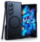 Samsung Galaxy Z Fold 6 Premium Magsafe Slim Translucent Bumper Case With Pen Holder Black clear
