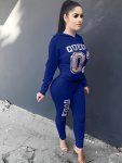 Letter Print Two Piece Sweatshirt Set Long Sleeve Hoodies Sweatshirt & High Waist Skinny Pants Women's Clothing