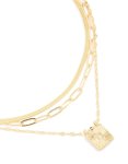 Goldair Gold Plated Square Diamante & Snake Chain Layered Necklace