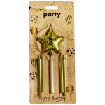 Happy Birthday Golden 3 Star & Candles Set
