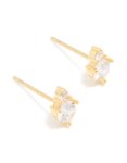 Waterproof Gold Plated Stainless Steel April Cubic Zirconia Duo Stud Earrings