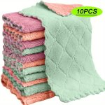10PCS Ultra-absorbent Microfiber Cleaning Towels - Non-stick Oil-free Kitchen Cloths For Dishes & Household Use