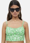 Broderie Anglaise Cropped Top - White & Green