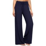 Zoosixx Soft Pajama Pants For Women Wide Leg Comfy Casual Lounge Yoga Capri Pants 22" 30" Navy
