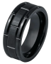 Men's Brick Pattern Titanium Ring - Black