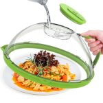 Upgraded Microwave Splatter Cover For Food Clear Microwave Cover With Water Steamer Adjustable Vented Splatter Guard 10" Plate C