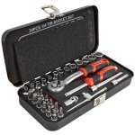 Tork Craft Socket & Ratchet Set 34PC 1 4" Crv 12PT Metal Case