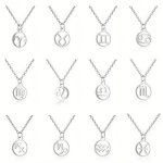Stainless Steel 12 Constellation Pendant Necklace Creative Neck Jewelry Gift Birthday Party Favors
