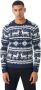 - Men's Reindeer Fair Isle Christmas Jumper - Navy