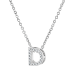 Rhodium Plated Cubic Zirconia Pav Initial D Necklace
