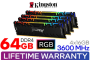 Kingston Fury Renegade Rgb 64GB 3600MHZ DDR4 CL16 Memory