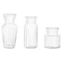 3-PIECE Ribbed Clear Glass Vase Set - Transparent