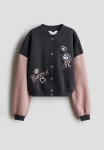 Print-motif Baseball Jacket - Dark Grey Kuromi