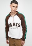 Style Republic Retro 1 4 Zip Sweat Top - Brown & Orange