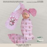 Wrap Set Swaddle Set Pink Balloon Teddy