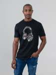 Typography Headphones Tee - Black - Black XXL