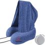 Travel Neck Pillow With Attached Hoodie Cap-blue