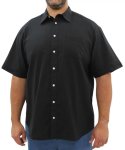 Mens Short Sleeve Linen Shirt - 8XL Black