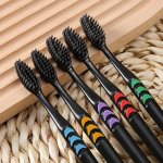 10PCS Multicolor Soft Bamboo Charcoal Toothbrushes Manual Toothbrush Set With Soft Bristles For Gentle Cleaning Oral Care For Ho