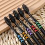 10PCS Multicolor Soft Bamboo Charcoal Toothbrushes Manual Toothbrush Set With Soft Bristles For Gentle Cleaning Oral Care For Home Use Deep Cleaning For Teeth