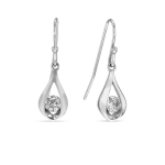 Sterling Silver Cubic Zirconia Solitaire Teardrop Earrings