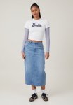Cotton On Barbie Fitted Longline Tee - Lcn Mat Barbie Applique Logo white