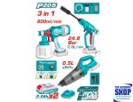 Combo Spray Gun Vacuum Cleaner Pressure Washer 2X 2AMP Battery And Charger Total Tools TOSLI230522