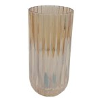 Heavy Solid Stripe Vase Champagne 11X9X23CM