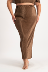 Tessa Plisse Maxi Skirt - Pinecone - XL