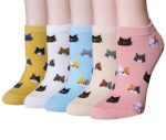 Justay 5 Pairs Cat Socks - Cute Cotton Novelty Funny Animal Fun Ankle Socks For Women Gifts
