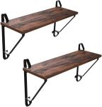 Rustic Industrial Floating Display Shelf Set - 2 Shelves