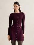 Issie Long Sleeve Knit MINI Dress - 18 Mulberry