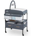 Babybond Portable Baby Changing Table With 2 Storage Baskets Foldable Diaper Changing Table Dresser Waterproof Height Adjustable