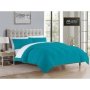 - Reversible Comforter Set - 90 GSM Micro Fibre - Peacock Blue - Optical White - Double