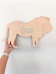 Personalised Wooden Lion Name Plaque
