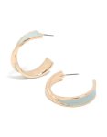Goldair Gold Twisted Light Blue Enamel Marble Hoop Earrings