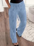 Side Lace Slant Pocket Pants Casual Drawstring Solid Pants For Summer & Spring Women's Clothing