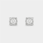 Sterling Silver Lab Grown Diamond Womens Illusion Solitaire Stud Earrings
