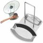 Spoon Rest And Pot Lid Holder Stainless Steel Pan Pot Cover Lid Rack Shelf Stand Holder Spoon Holder Utensil Rest Stove Organizer Storage Soup