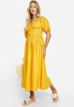Puff Sleeve Midaxi Dress - Orange